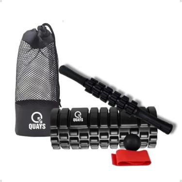 Imagem de Rolo Massagem Liberação Miofascial – Rolo de Espuma 33×13 cm, Bastão de Massagem 40×4 cm, Bola Lacrosse 6 cm e Faixa Elástica 30×5 cm com Bolsa de Nylon Portátil