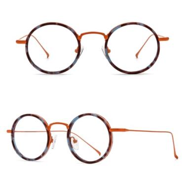 Imagem de VFDHN Armação de óculos de acetato de titânio feminino, moda retrô, pequeno, redondo, masculino, vintage (3)