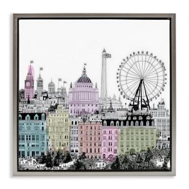 Imagem de Stupell Industries Design de arte de parede em tela flutuante cinza Cidades do Mundo Londres por Annabelle Hall, 45,7 x 45,7 cm