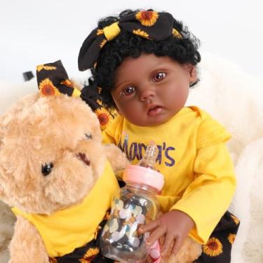 Imagem de Brastoy Bebê Reborn Boneca de Silicone Menina Preto Original 48cm