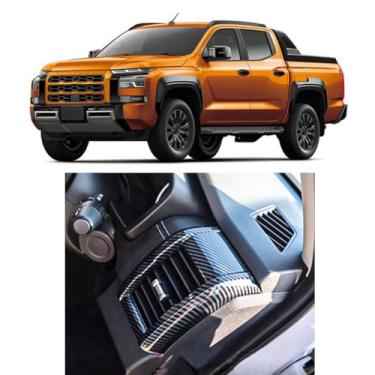 Imagem de TENWIND Compatível com Mitsubishi L200 Triton 2024-2025+ Console central de carro 2 lados saída de ar, acessórios de tampa de tomada de ar condicionado (fibra de carbono)