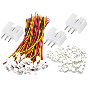 Imagem de 50 peças, 25 conjuntos mini micro JST-PH 2,0 mm, conector macho de 3 pinos com cabos de fio de silicone de 100 mm e soquete fêmea JST PH 2.0, kit de conectores para brinquedos RC PCB, tiras de LED