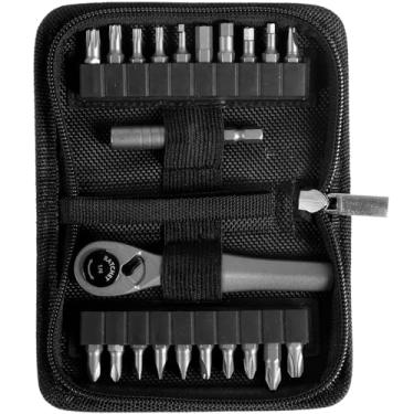Imagem de Conjunto de mini chaves de catraca 22 em 1, kit de chave de fenda multifuncional de ângulo reto com conjunto de combinação de chave de fenda pequena de 20 bits com bolsa de armazenamento para