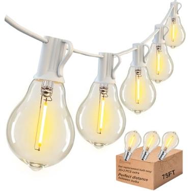 Imagem de DAMAING Cordão de luzes externas à prova d'água de 1,8 m com 38 lâmpadas LED Edison reguláveis à prova de estilhaçamento, iluminação externa conectável para quintal, jardim e casamento ao ar livre