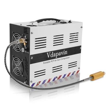 Imagem de Vdapavin Compressor de ar PCP, bomba de ar de parada automática 4500psi 30mpa, sem óleo/água, alimentado por carro 12 V CC ou casa 110/220 V CA para paintball, rifle de ar, cilindro de mergulho, mini