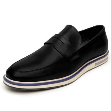 Imagem de Sapato Social Masculino Em Couro Loafer Esporte Fino Calce Facil Solad