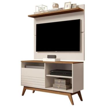 Imagem de KIT RACK + PAINEL FNX 1.10m OFF WHITE / FREIJÓ CONJUNTO PARA TV ATÉ 43