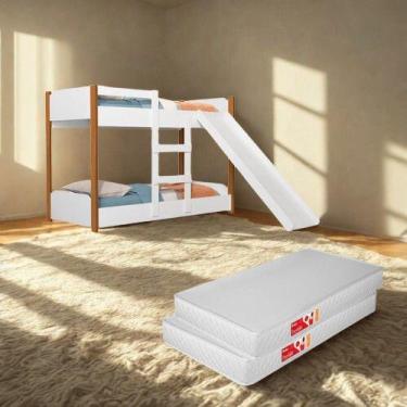 Imagem de Kit 2 Colchões Ortobom 150x70 Com Mini Beliche Infantil Acompanha Esco