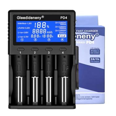 Imagem de Gleedideneny Carregador de bateria 18650, carregador universal com ecrã LCD para baterias recarregáveis 1,2 V Ni-MH Ni-Cd AA AAA 3,7 V 3,8 V 3,2 V Li-ion LiFePO4 IMR 26650 10440 14500 16340 (RCR123
