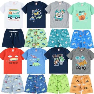 Imagem de Kit 10 Peças de Roupa Infantil Menino 5 Conjuntos de Verão Sortido - P