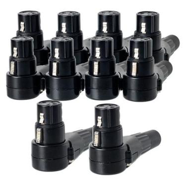 Imagem de Kit com 10 PLug Conector XLR 90º Graus Cachimbo Femea - CIRILO CABOS