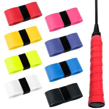Imagem de LIQWEI 8 peças de fita de aderência para raquete de tênis, fita aderente antiderrapante para raquetes de badminton, capa de raquete para tênis, golfe, beisebol, taco, fitas universais