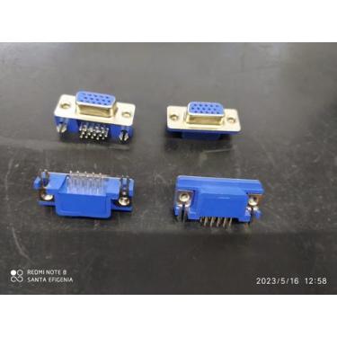Imagem de 10x Conector Db15 Vga Femea 90 Pci Curto Sem Retenção