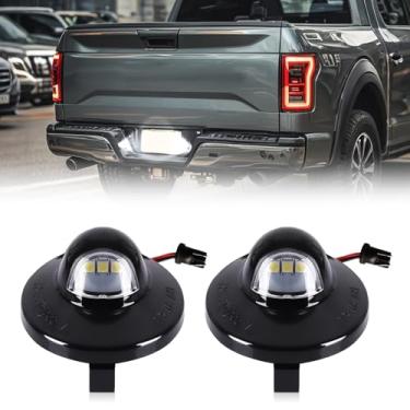 Imagem de Nrgedzam Substituição do conjunto da lâmpada da placa de licença F150 para Ford F150 2001-2014 Luzes LED placa traseira fumê 6000K branca, 2 peças