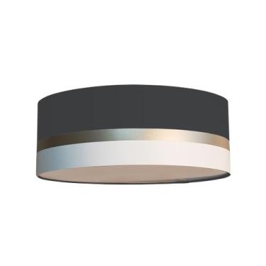 Imagem de Luminária Plafon Faixas Bronze Cúpula 40x15 - Tom Luz, Preto