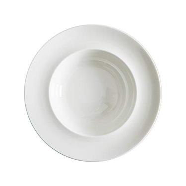Imagem de Pratos de sobremesa pratos de jantar de porcelana branca durável, macarrão, salada, prato redondo de sopa, prato elegante adequado para restaurante, família, uso de festa, aperitivos, pratos de salada