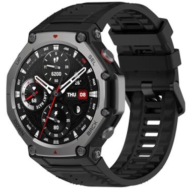Imagem de XINGMALY Pulseira de substituição compatível com Amazfit T-Rex 3, pulseira de substituição esportiva de silicone macio flexível resistente ao suor para Amazfit T-Rex 3 Smart Watch (preto)