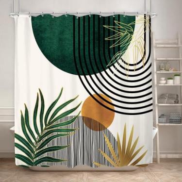 Imagem de Cortina de chuveiro KOMLLEX Mid Century Green Boho 180x180cm Poliéster