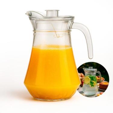 Imagem de Jarra De Vidro Com Tampa 1,6 Litro Água Suco Restaurante Bar Transpare