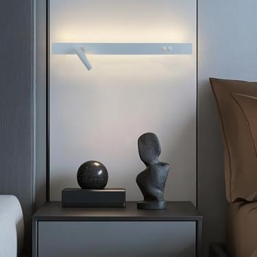 Imagem de GZZBMY Luzes de parede LED com holofote ajustável, iluminação de leitura moderna com interruptores duplos, arandelas de parede de alumínio para quarto, cabeceira, sala de estar, hotel (luz neutra