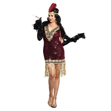 Imagem de Dreamgirl Fantasia feminina plus size sofisticada para festa estilo melindrosa anos 20, Borgonha, 3X/4X