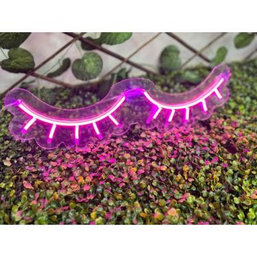 Imagem de Painel LED Neon Cílios Rosa Decoração Criativa e Moderna - Comercial L