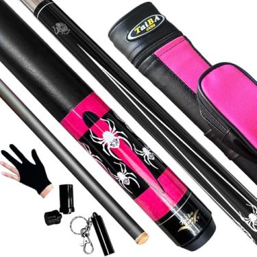 Imagem de Tai ba cues Bastão de sinuca de 2 peças com haste preta, ponta de couro multicamada de 13 mm, 147 cm, bastão profissional de taco de bilhar de bordo canadense de madeira 18, 19, 20, 595 g