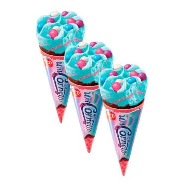 Imagem de Kit 3 Sorvete Kibon Unicornetto Morango