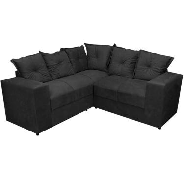 Imagem de Sofá de Canto Belo 4 Lugares 180cm x 180cm Tecido Suede Felipe Estofados Cor Preto