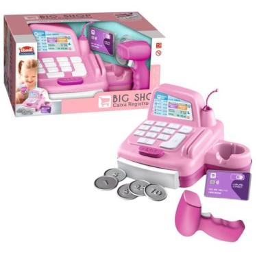 Imagem de Brinquedo Caixa Registradora Infantil Scanner Cartão Moedas Interativo