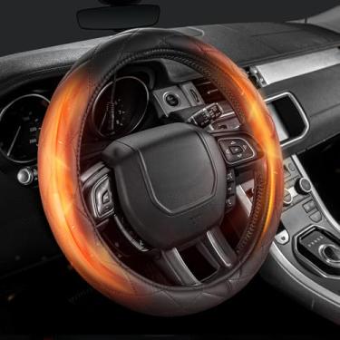 Imagem de WARMITORY Capa de volante aquecida: couro de aquecimento rápido de 3 min 12 V com proteção contra superaquecimento, aderência antiderrapante – serve para rodas de 36,8 a 38,7 cm para carros, SUVs