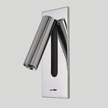 Imagem de WLHAZMWY Candeeiro de parede moderno LED arandelas de parede para quarto - Lâmpada giratória de 360° Lâmpada de cabeceira dobrável de 90°, luz de leitura de cabeceira elegante (cromada)