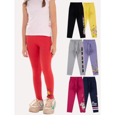 Imagem de Kit Sortido de 5 Calças Leggings de Cotton para Meninas Roupa Infantil