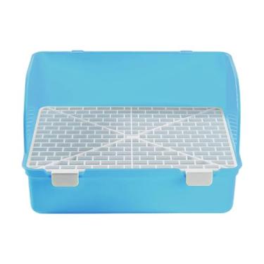 Imagem de Fenteer Caixa de areia pequena para ratos, coelhos, treinamento para porquinhos-da-índia, caixa de areia removível de canto quadrado para pequenos animais, Azul