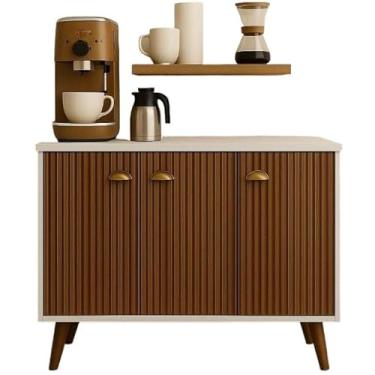 Imagem de Aparador Buffet 3 Portas Com Pés Retro Cantinho Do Café(OFF/RIPADO)