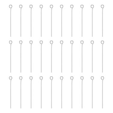 Imagem de HARFINGTON 100 pinos de cabeça de olho aberto, 3,5 cm, 35 mm, mini pinos de fio de metal, contas, pequenas agulhas a granel para brinco, pingente, colar, pulseira, berloque, joias, descobertas