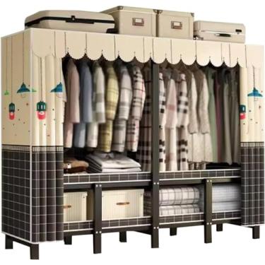 Imagem de Armário De Guarda-roupa Dobrável Fácil Guarda-roupa De Aço De Metal Armário De Guarda-roupa Grande Resistente Sem Necessidade De Instalação Para Quarto, A-190cm/74.8in