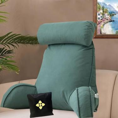 Imagem de Almofada de leitura para cama, almofada de suporte para as costas para adultos, almofada de leitura macia para suporte de costas de cama com braço de apoio removível para encosto travesseiro de