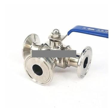 Imagem de WWECCQIJ Válvula esférica de 3,8 cm 32 mm 304 de aço inoxidável 3 vias L Port 3,8 cm tipo de virola de braçadeira tripla para produto diário Homebrew