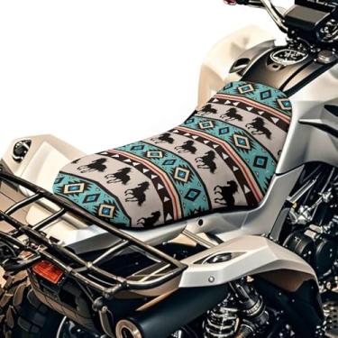 Imagem de Wanyint Capa de assento para quadriciclo à prova d'água 63 x 25 cm, capa de assento de quatro rodas resistente com elasticidade universal adequada para Honda Recon 250, Yamaha Kodiak 450, Polaris