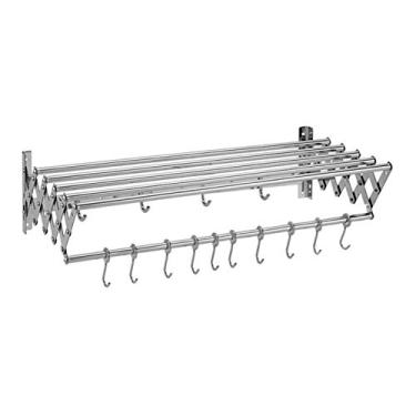 Imagem de Toalheiro sanfonado montado na parede escorredor de roupas de aço inoxidável retrátil dobrável cabide de parede suporte de toalha para quarto banheiro/80 cm