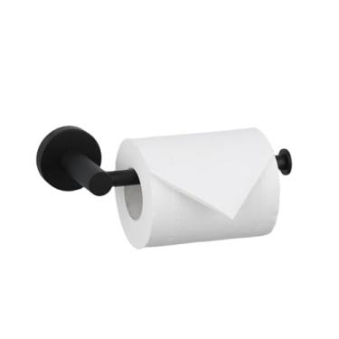 Imagem de Ferragens de banheiro 304 aço inoxidável fosco preto suporte de papel higiênico suporte de sabão barra de toalha acessórios de vaso sanitário, barra dupla preta (suporte de papel preto)