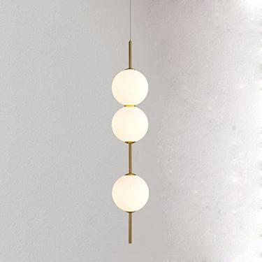 Imagem de YQSLQZZ Luminária pendente de esfera de vidro, luminária decorativa de cabeceira moderna, luzes de teto suspensas, corredor de jantar, ilha de cozinha, lustre dourado