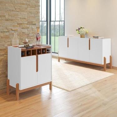 Imagem de Buffet 170cm e Barzinho Pés de Madeira Maciça Lizz - Casa D