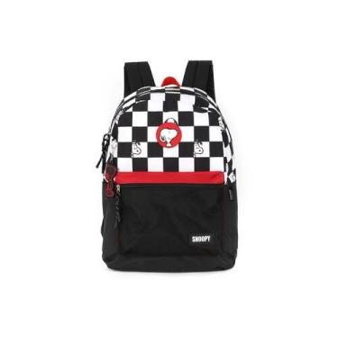 Imagem de Mochila de costas Escolar Juvenil Snoopy Luxo Estampa Xadrez - Luxcel,