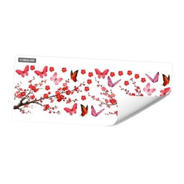 Imagem de Bothyi Adesivo de janela de borboleta e flor de ameixa 30x90 cm, leve, autoadesivo, para acessórios de fundo de sofá, descasque e aplique