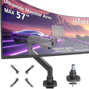 Imagem de WALI Braço de monitor de 61.0-144.8 cm, suporte de mesa de mola a gás resistente para tela plana e curva Ultrawide até 27 kg, VESA 75 x 75 a 200 x 200 (GSMU001XL-P), preto