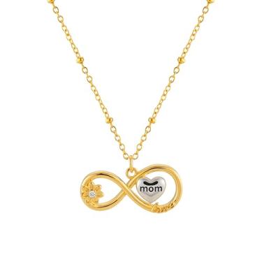 Imagem de Bolenvi Colar com pingente de girassol infinito dourado Love You Forever para homens e mulheres, joias modernas para o dia das mães, banhado a ouro 18k, corrente ajustável de 40,6 a 50,8 cm