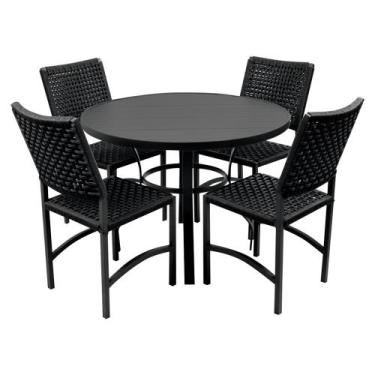 Imagem de Conjunto Mesa Dubai em Aluminio Ripado 1,00m com 4 Cadeiras Dubai em A