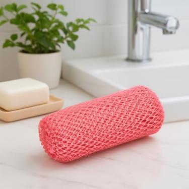 Imagem de Esponja de rede africana, esponja de rede esfoliante africana de nylon com nós, esponja de banho, esfoliante corporal, acessórios de chuveiro, rosa